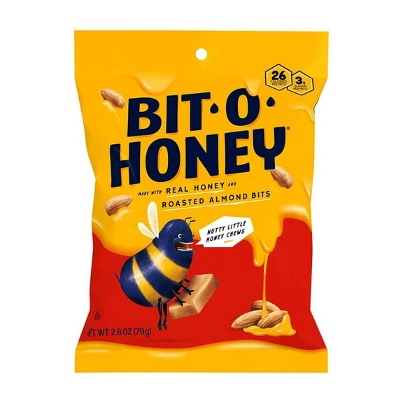 Bit-O-Honey Almond and Honey, Chewy Taffy Candy, 2.8 oz