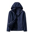 thumbnail image 1 of LOVZFMLL Jackets for Women Ladies Fleece Thickened Warm Hooded Reversible Jacket, 1 of 2