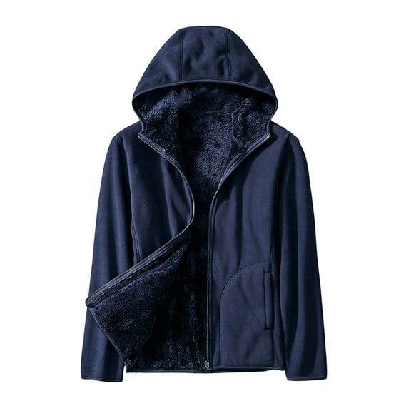 Elainilye Fashion Winter Coat For Women Fleece Thickened Warm Hooded Reversible Jacket Plus Size Winter Jacket,Blue