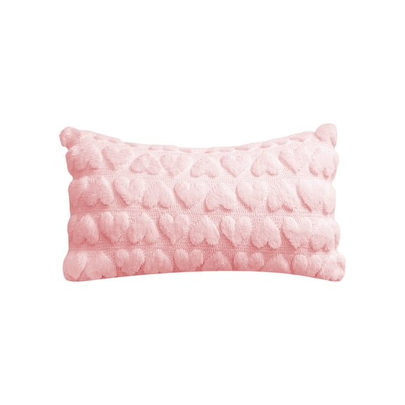 chaungfeng Valentines Pillow Cover, Soft Plush Heart Jacquard Design, Vintage Romantic Gift Throw Pillow Cover 20x12 Inch for Bedroom Living Room Sofa Couch Car Bed Decor