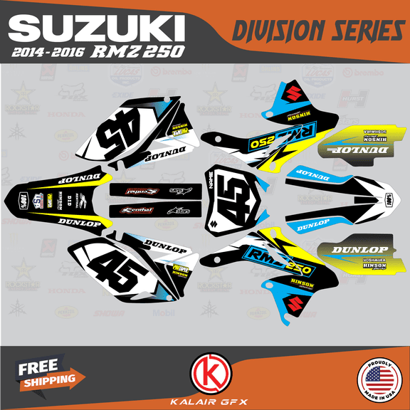 Kalair GFX Graphics Kit for Suzuki RMZ250 (2014-2016) Division Series