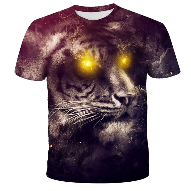 2022 Hot Sale Lion Children's 3D Printing Short Sleeve T-Shirt Summer O Neck Short Sleeve Fashion Casual Top Oversized T-Shirt8T Gong Bohan LED