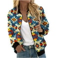 thumbnail image 2 of JURANMO Womens Ethnic Print Bomber Flight Jackets Long Sleeve Lightweight Jacket Fall Outfits Casual Loose Zip Up Sweatshirts with Pockets Yellow L on Sale Clearance, 2 of 6