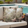 thumbnail image 5 of Spring Rose Pillow Covers 2 Pack Pastoral Romantic Plant Pillowcase Waterproof Outdoor Throw Pillow Cover for Patio Garden Square Cushion 18”x18”, 5 of 9