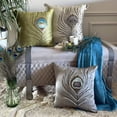 thumbnail image 6 of The HomeCentric Pillow Covers, Green Pillow Cover, Floral Cushion Cover, Pillow Cover Pack of 2, 12x12 inch (30x30 cm) Art Deco Silk Throw Pillow Cover, Peacock Feather - Green Peacock Feather, 6 of 13