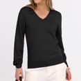 thumbnail image 3 of Loose Fit Pullover With V Neck Design Women's Long Sleeve Polyester Knit Sweater, 3 of 11
