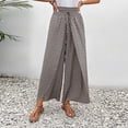 thumbnail image 4 of CIENVNSTG Floral Palazzo Boho Flowy Baggy Pants for Women Elastic High Waist Wide Leg Vacation Casual Long Lounge Trendy Trousers Gray XL, 4 of 6