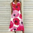 thumbnail image 2 of ibuvkizy Summer Dresses for Women Plus Size Summer Dresses,New Women's V-neck Button Button Sleeveless Printed Long Dress,Holiday Party Beach Dress,Gifts for Women, 2 of 5