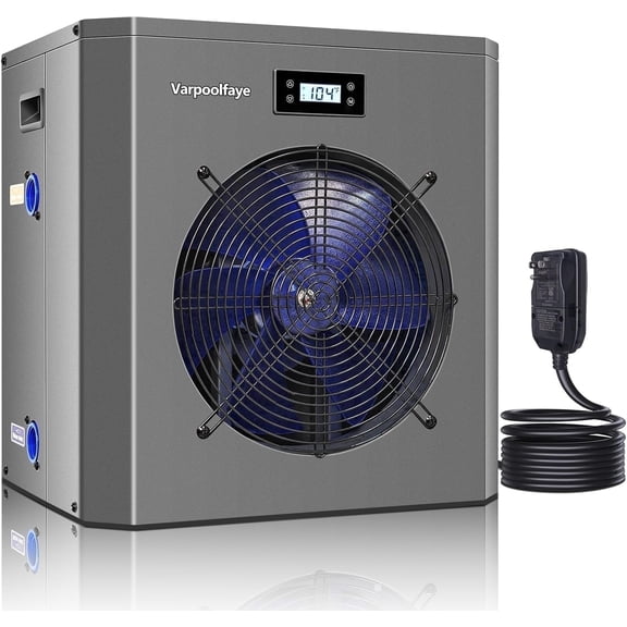 16000 BTU Swimming Pool Heat Pump 5000 Gallon Electric Pool Heater for Above Ground Pool 5KW Heating or Cooling WiFi Control Timer Pool Heater 120V 60Hz