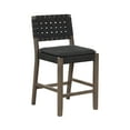 thumbnail image 5 of Nathan James Cohen Mid-Century Modern Leather Bar Stool, Counter Height Chair in Solid Wood Frame with Footrest and Woven Leather Back for Kitchen, Black, 5 of 7