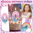 thumbnail image 3 of Pink Number Candle with Rainbow Decoration, Colorful Cartoon Birthday Cake Topper, Creative Party Supplies for Celebration, Anniversary Ornament, Number 0, 3 of 6