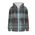 thumbnail image 6 of QQAMB Women's Winter Coat Sherpa Lined Plaid Flannel Jacket Full Zipper Hooded Flannel Shirt Jacket Warm Shacket Blue XL, 6 of 6