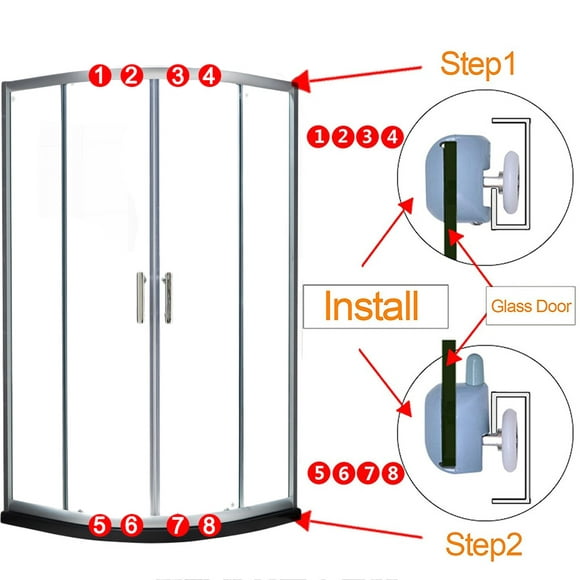 braveheart 8pcs/set Shower Door Rollers Bottom Sliding Enclosure Bathroom Door Glass Roller Replacement