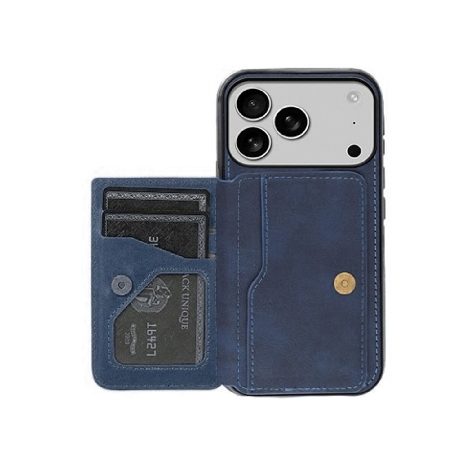 Leather Wallet Phone Case for iPhone 17 Pro Max - Blue
