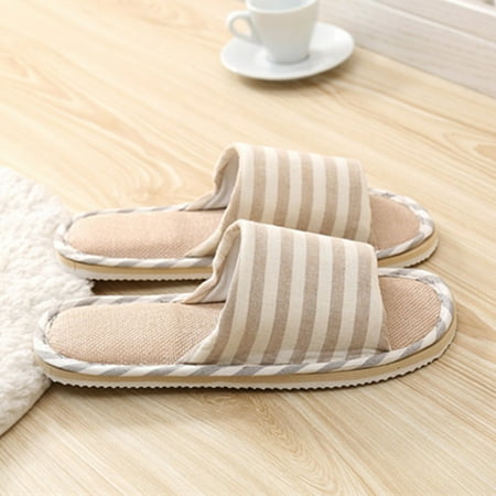 

〖Yilirongyumm〗 Khaki 38 Slippers For Women Slippers For Women Indoor Womens Slippers House Slippers For Women Cotton Linen Slippers Winter Slippers Stripe Shoes