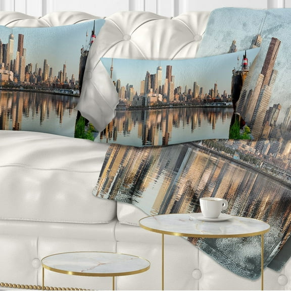 Designart Toronto City Skyline Panorama - Cityscape Photography Throw Pillow - 12x20
