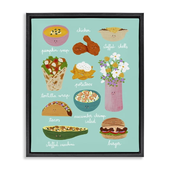 Stupell Industries Cottage Gourmet Lunch Food Collection Black Floating Frame Canvas Art, 17 x 21, by Metka Hiti