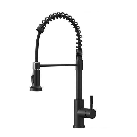 Izzovium Black Stainless Steel Kitchen Faucet with Pull Down Sprayer, Single Handle Pull Out Spring Sink Faucet, 360° Swivel, 24" Hose, CUPC Certified