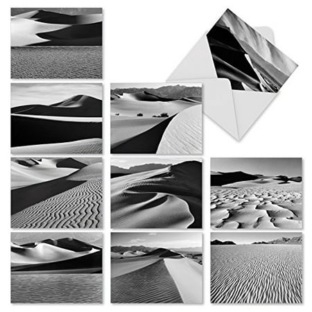 'M3311 SAND PAPERS' 10 Assorted All Occasions Note Cards Featuring Detailed Patterns of Sandy Landscapes in Black and White with Envelopes by The Best Card