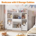 thumbnail image 3 of Kids Bookshelf and Toy Organizer, 4-Tier Wood Toy Storage Kids Book Shelf w/6 Cubbies, 2 Movable Drawers, Bookcase Book Shelf Storage Cabinet for Kids Rooms, Nursery, School, Hallway, Playroom, 3 of 9