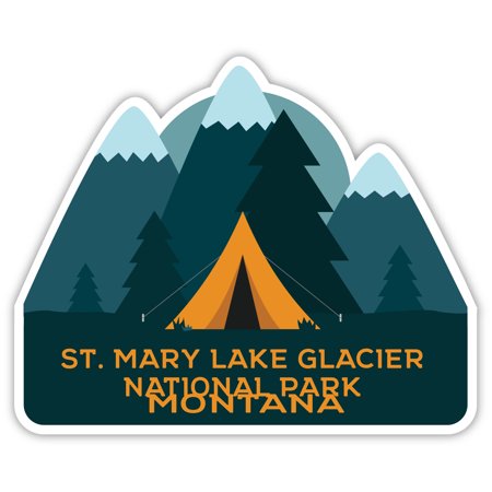 St. Mary Lake Glacier National Park Montana Souvenir 4 Inch Vinyl Decal Sticker Camping Tent Design