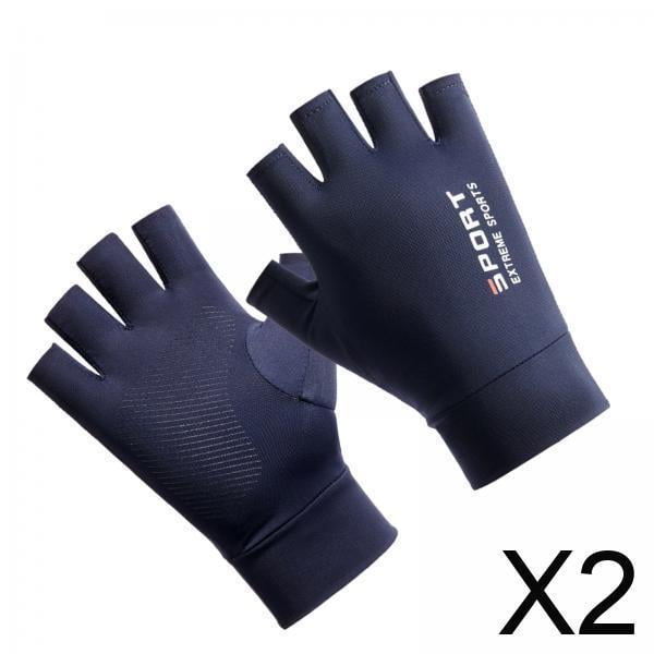 2xMen Guantes De Seda De Hielo Verano Protección Solar Antideslizante Pesca Medio Azul