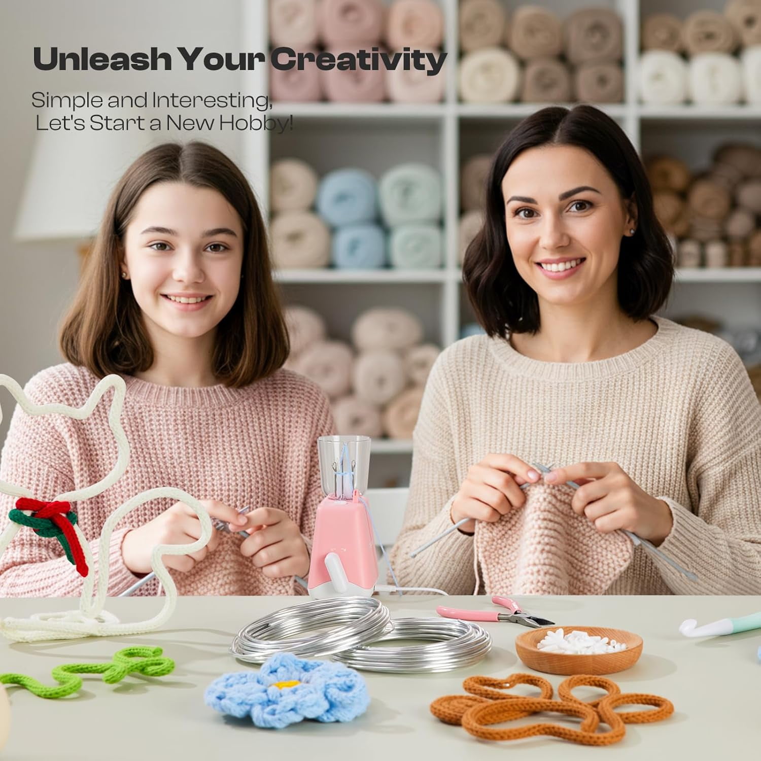 iCord Maker Kit for Beginners, 92pcs i-Cord Knitting Set for DIY Handicrafts Making, Quickly Knitting iCord with i Cord Knitting Machine Create Pretty Crafts, Ideal Present for Knitting Lovers
