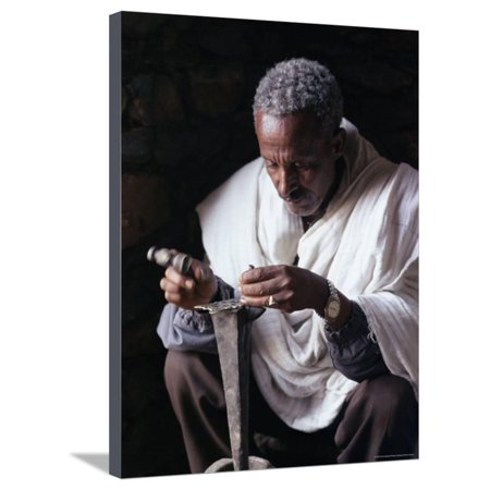 Portrait of a Blacksmith at Work, Town of Axoum (Axum) (Aksum), Tigre Region, Ethiopia, Africa Stretched Canvas Print Wall Art By Bruno Barbier