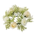 thumbnail image 2 of Artificial Rose Candle Ring Pillar Candles Greenery Flower Wreath Seasonal Candle Ring for Wedding Centerpiece Holiday Decor, 2 of 8