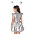 thumbnail image 2 of Raenseen Kids Girls 2pcs Alien Dress Up Outerspace Robot Outfit Flying Sleeve Twirl Swing Dresses Silver 16, 2 of 7