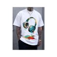 thumbnail image 1 of Men's Navy Blue Graphic Tee with Vibrant Headphone Print Thick Cotton, Casual & Trendy, Short Sleeve Crew Neck T-Shirt, Machine Washable for Summer Fashion, Street Fashion Tee | Graphic Print Shi, 1 of 6