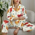 thumbnail image 6 of Balery Flower Chicken Pattern Pajama Sets for Women Long Sleeve 2 Piece Sleepwear Loungewear Sets Soft PJ's with Pockets Long Sleeve Comfy Pj Sets-Large, 6 of 7