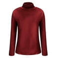 thumbnail image 4 of Plus Size High Neck Tops for Women Casual Solid Color Soft Cotton Base Thermal Tee Shirts Long Sleeve (XL, Red), 4 of 5