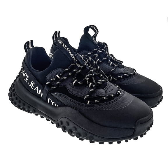 Versace Jeans Couture Mens Men’s Black Signature Low-Top Logo Sneakers-EU42 for Mens