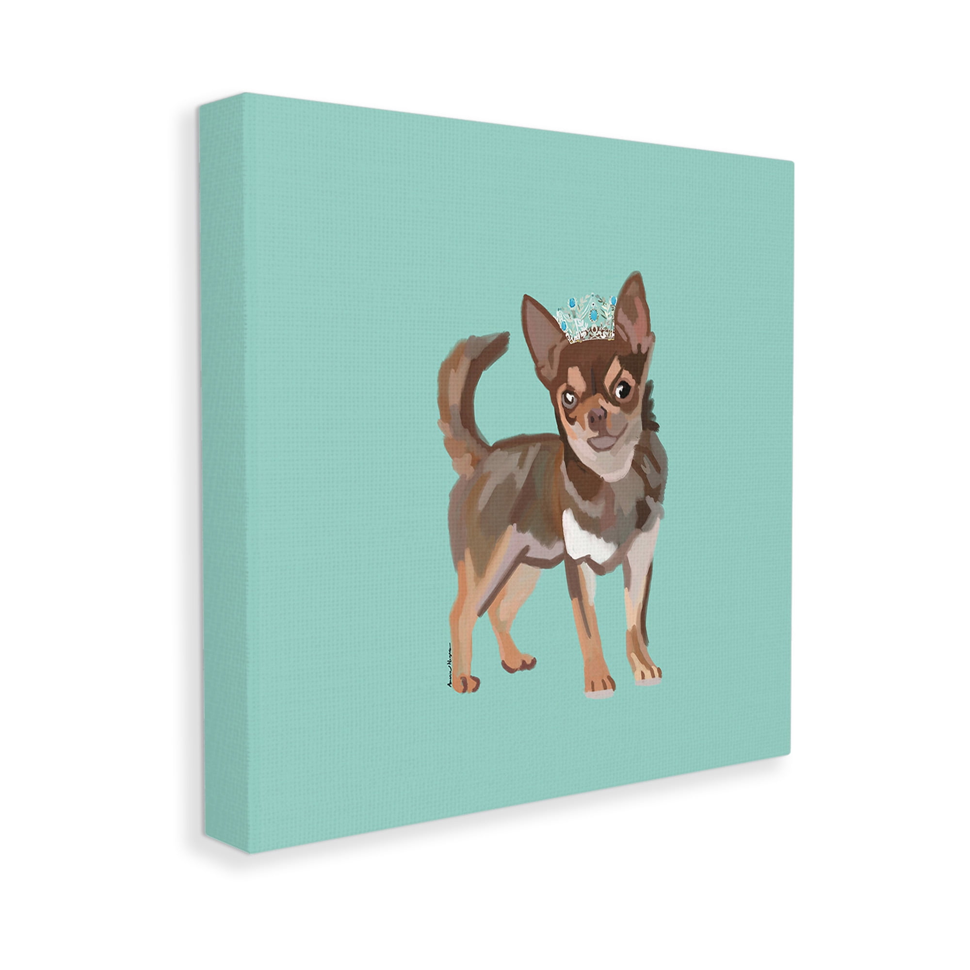 Stupell Industries Chihuahua with Crown Animals & Insects Painting Gallery Wrapped Canvas Art Print Wall Art, 24 x 24