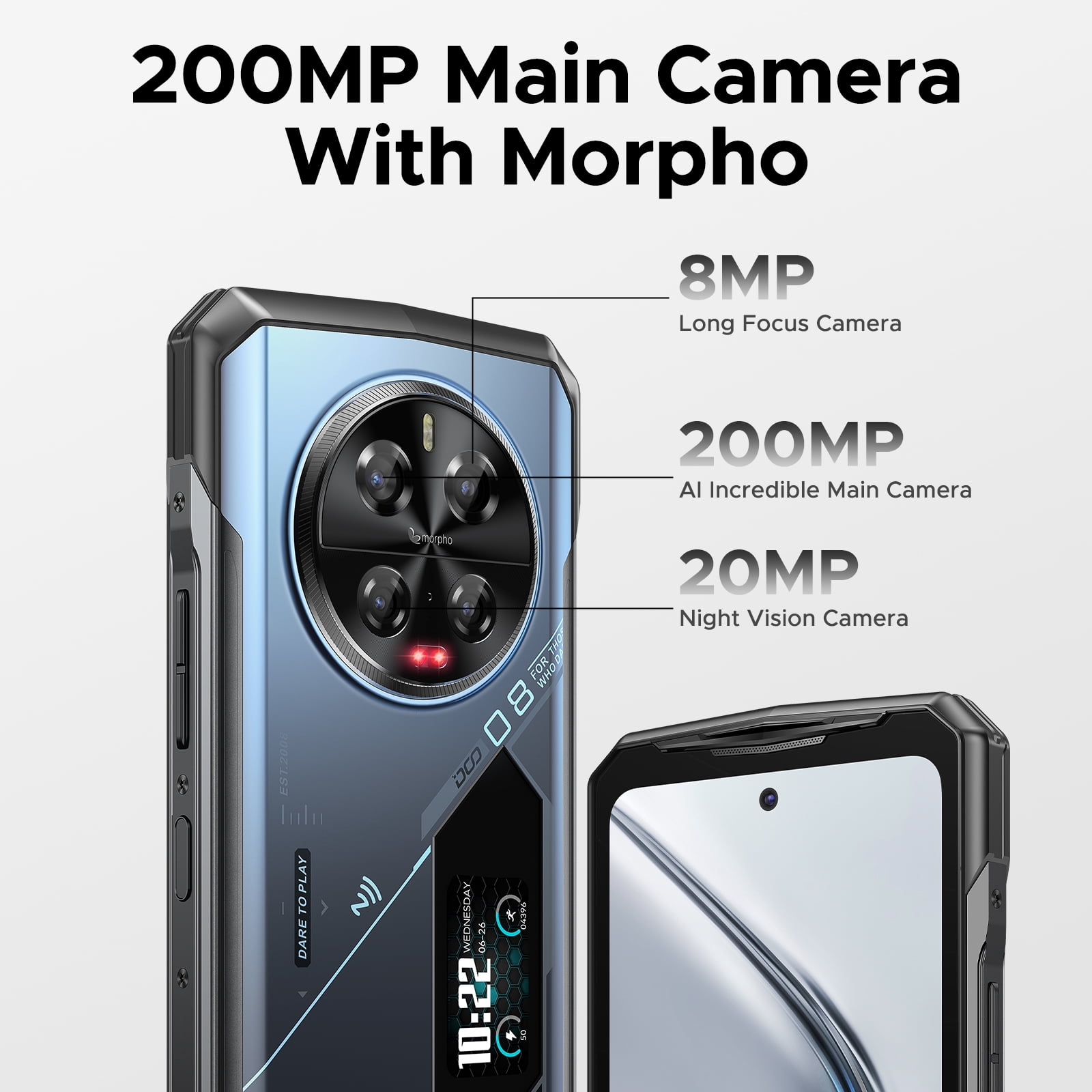 DOOGEE V40 PRO Rugged Smartphone 5G, 4nm Dimensity 7300, 36GB+512GB Mobile Phones,200MP+20MP Night Version, 6.78''FHD+120HZ & 1.47" Back Display Android Rugged Phone,3 Card Slots/5G Dual SIM/WiFi 6