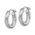 thumbnail image 2 of 14K White Gold 4X10mm Diamond-Cut Round Hoop Earrings (19 X 17.8) Made In Peru tf1332w, 2 of 5