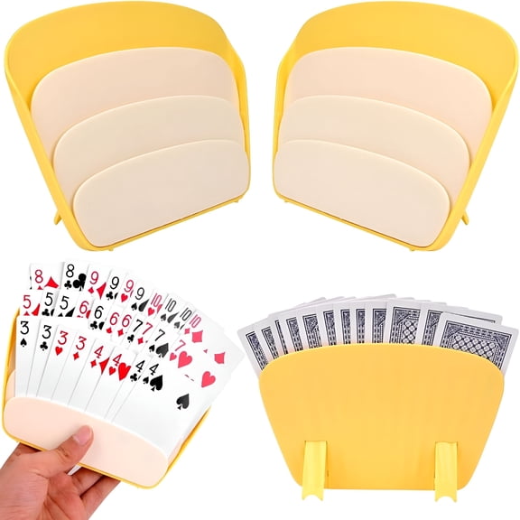 BESTSKY 4PCS Playing Card Holder, Card Game Accessory for Kids Adults, Plastic Little Hands Card Holder for Kids, Poker/Canasta/Bridge/Card Holder for Adults, Senior
