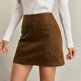 thumbnail image 6 of IUYRTFE Women's Faux Suede Mini Skirt – High-Waist Zip-Up A-Line Short Skirt for Fall, Winter, and Casual Daily Wear, 6 of 8