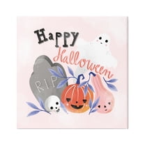 Stupell Industries Happy Halloween Typography Whimsical Haunted Faces Motifs Graphic Art Gallery Wrapped Canvas Print Wall Art, Design by Dominika Godette