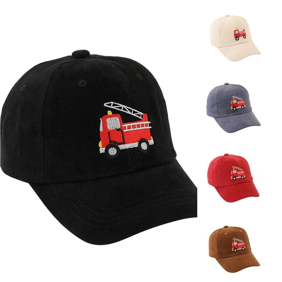 JCCXIN Toddler Baseball Cap Boys Trucker Hat Fire Engine Embroidery Adjustable Lightweight School Days Caps Spring Fall Daily Outdoor Casual Vacation Sports Hats,Black,2-5 Years