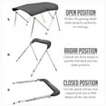 thumbnail image 3 of Kapsco Moto 3H4W78-GRY 73 to 78 in. North East Harbor 3 Bow Boat Bimini Top Cover with Marine Rear Support Poles & Zippered Boot, Gray, 3 of 8