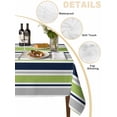 thumbnail image 2 of Green Gray Striped Table Cloth, Waterproof Tablecloth for Rectangle Tables, Farmhouse Stripes Modern Abstract Art Reusable Washable Fabric Table Cover for Restaurant Kitchen Dining Tables 60"x102", 2 of 9