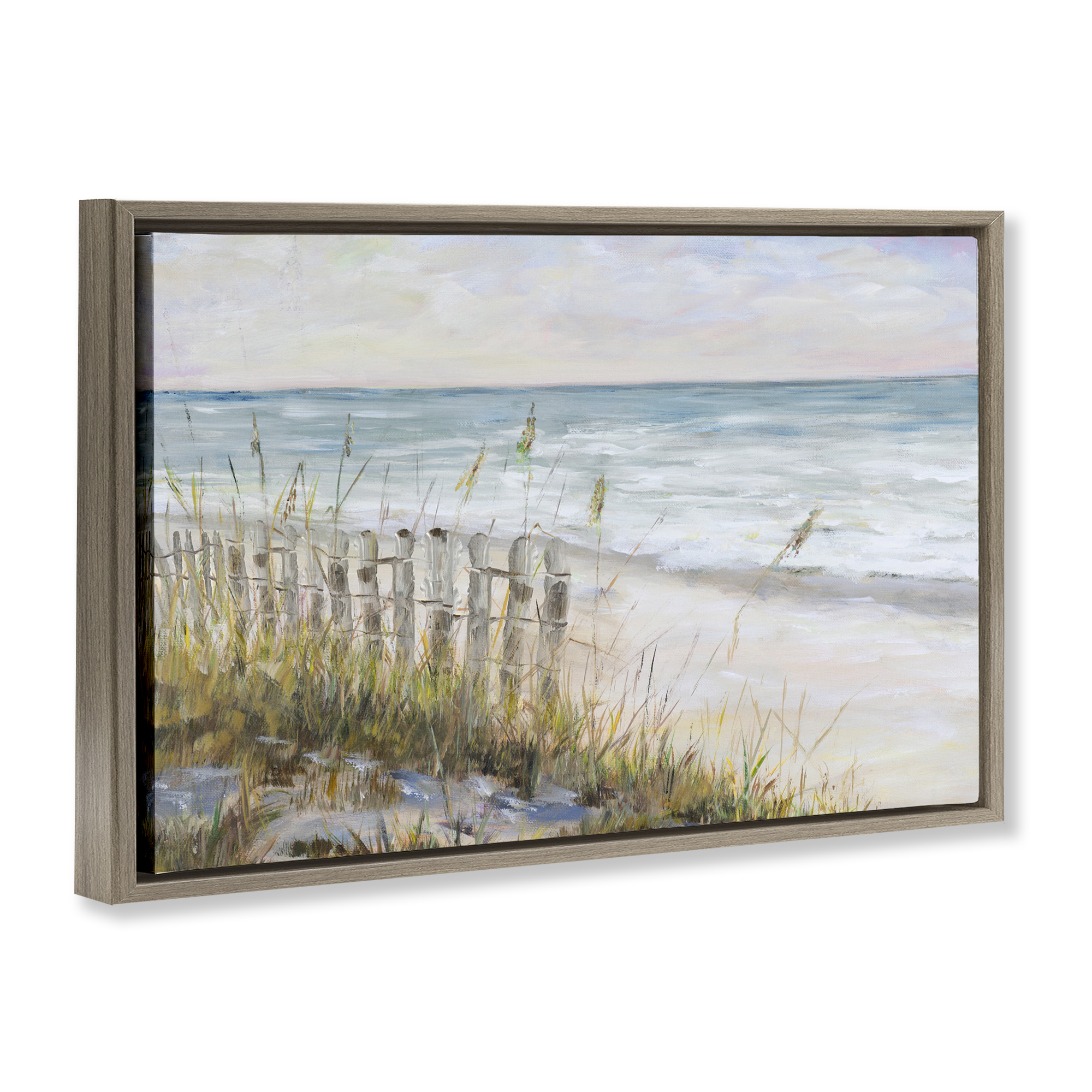 Stupell Industries Beach Tide Pools Landscape Painting Brown Floater Framed Canvas Art Print Wall Art, 31 x 21