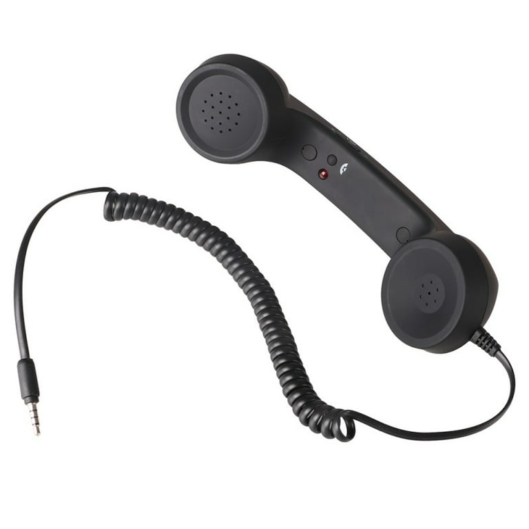 Vintage Retro Telephone Handset Cell Phone Receiver MIC Microphone for  Cellphone Smartphone, 3.5 mm Socket, Black
