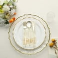 thumbnail image 2 of Efavormart 10 Pack | 10" White / Gold Beaded Rim Plastic Dinner Plates, Disposable Round Party Plates, 2 of 11