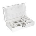 thumbnail image 2 of Organizador de cajas de joyería, joyero, sólido de 2 colores, elegante estuche de almacenamiento de joyas, mini estuche de viaje, espejo, organizador de reloj para mujeres y ni?as blanco) Khall ZP15008-02, 2 of 6
