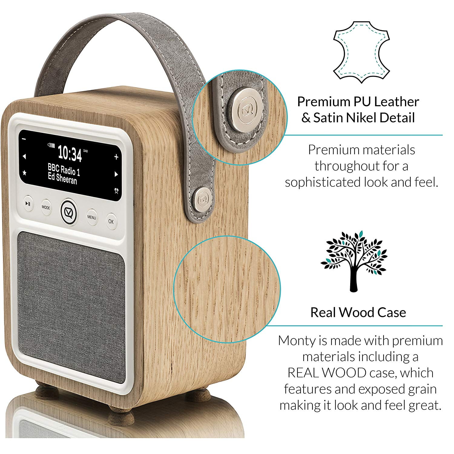 Handel in plaats daarvan Actuator VQ Monty HD Digital Radio with AM & FM, Bluetooth & Alarm Clock – Real Wood  Case Oak - Walmart.com