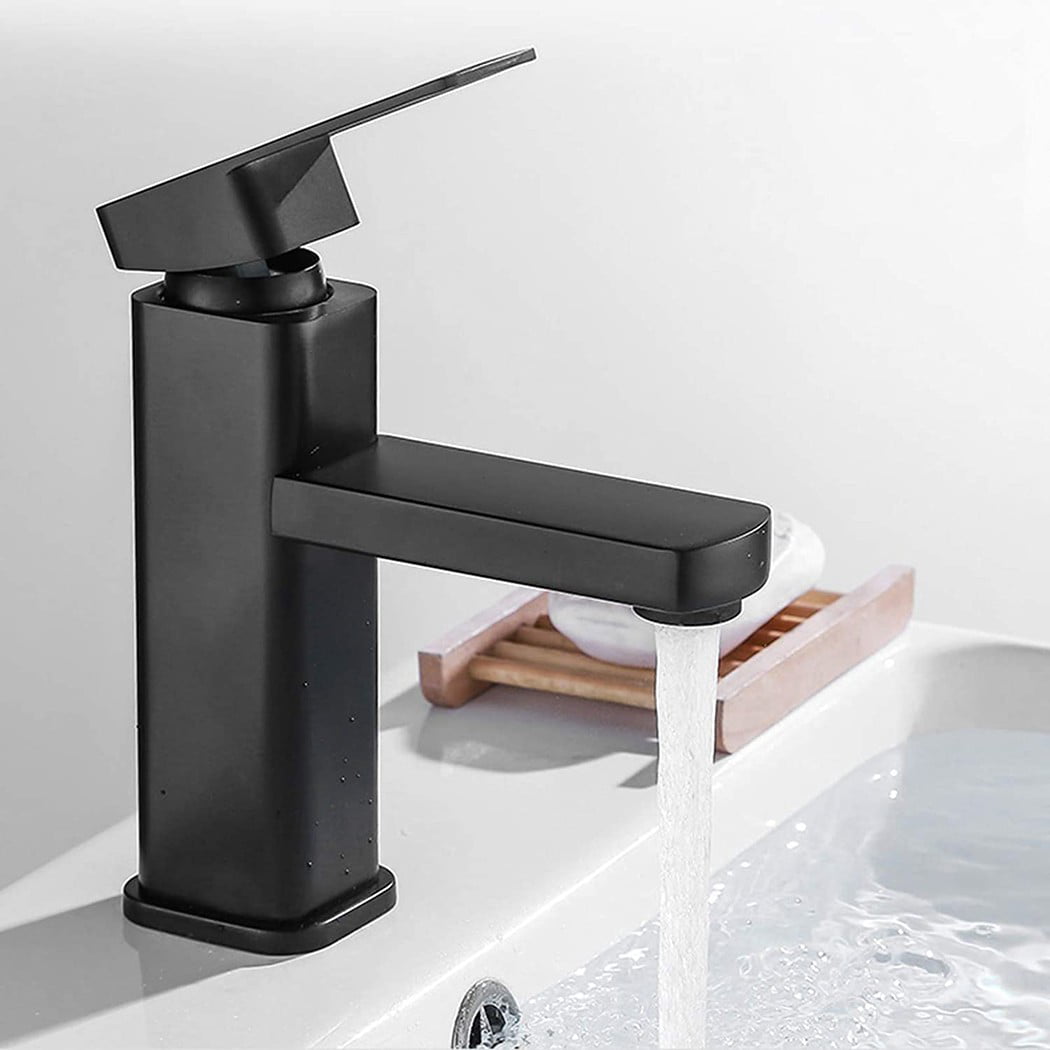 Bathroom Basin Sink Black Mixer Taps Deck Mounted Brass Single Hole Faucet