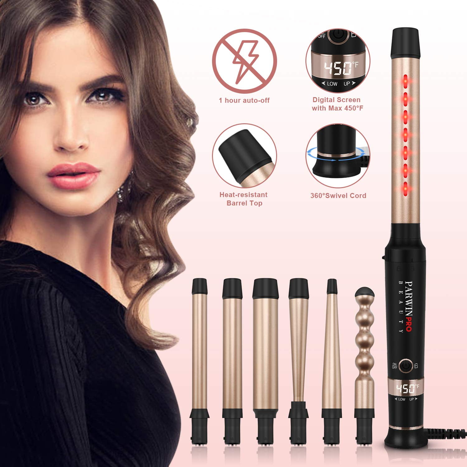 Parwin pro 7 in top 1 curling wand set